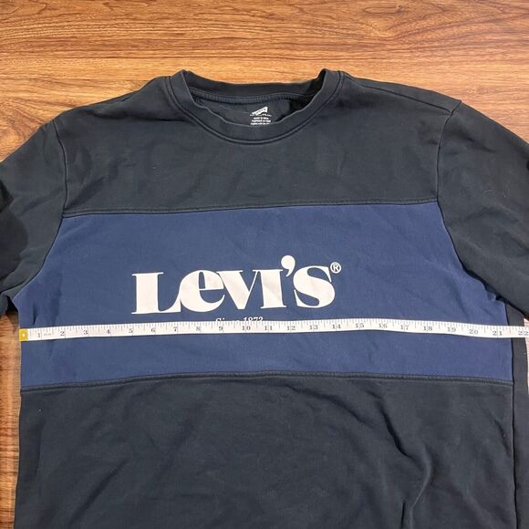 Levi's Sweatshirt Men Black Crew Neck Spell Out Logo Long Sleeve Sweater Size XL - Picture 3 of 8